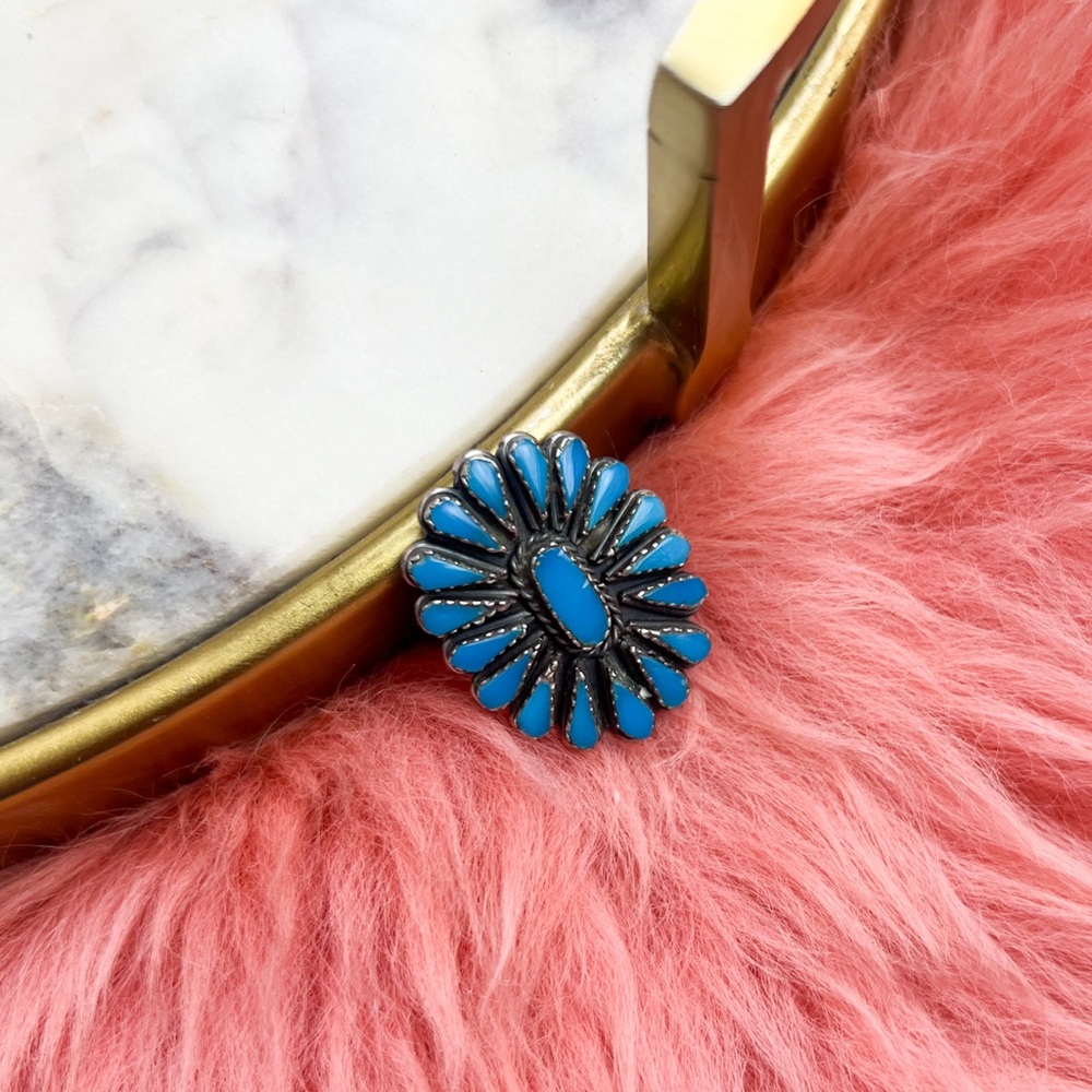 Zuni Turquoise Peak Cluster Ring • 7.5
